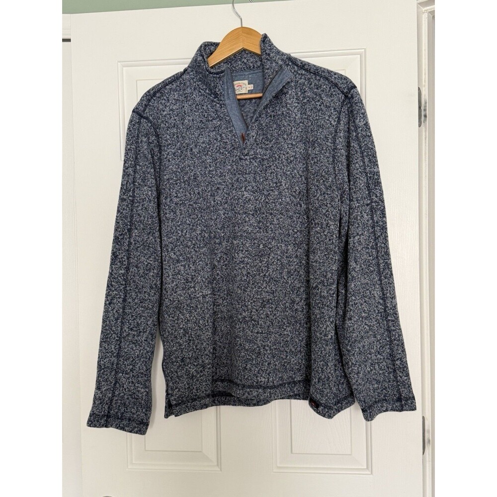 Faherty Marled Quarter Zoo Pullover Men’s Size XL Blue